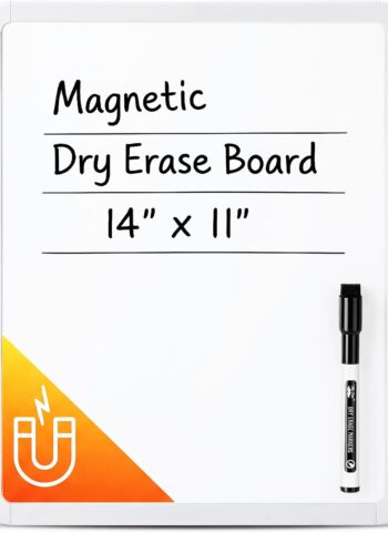 Mr. Pen- Dry Erase Board, 14” x 11”, White Frame | Includes Black Dry Erase Marker, Small Mini White Board for Students, Fridge, Wall, Locker, Double Sided Tapes Included