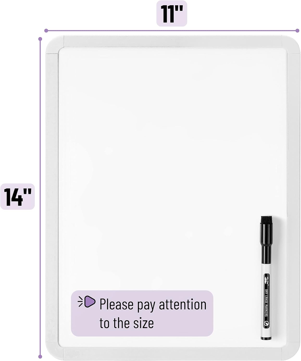 Mr. Pen- Dry Erase Board, 14” x 11”, White Frame | Includes Black Dry Erase Marker, Small Mini White Board for Students, Fridge, Wall, Locker, Double Sided Tapes Included - Image 3