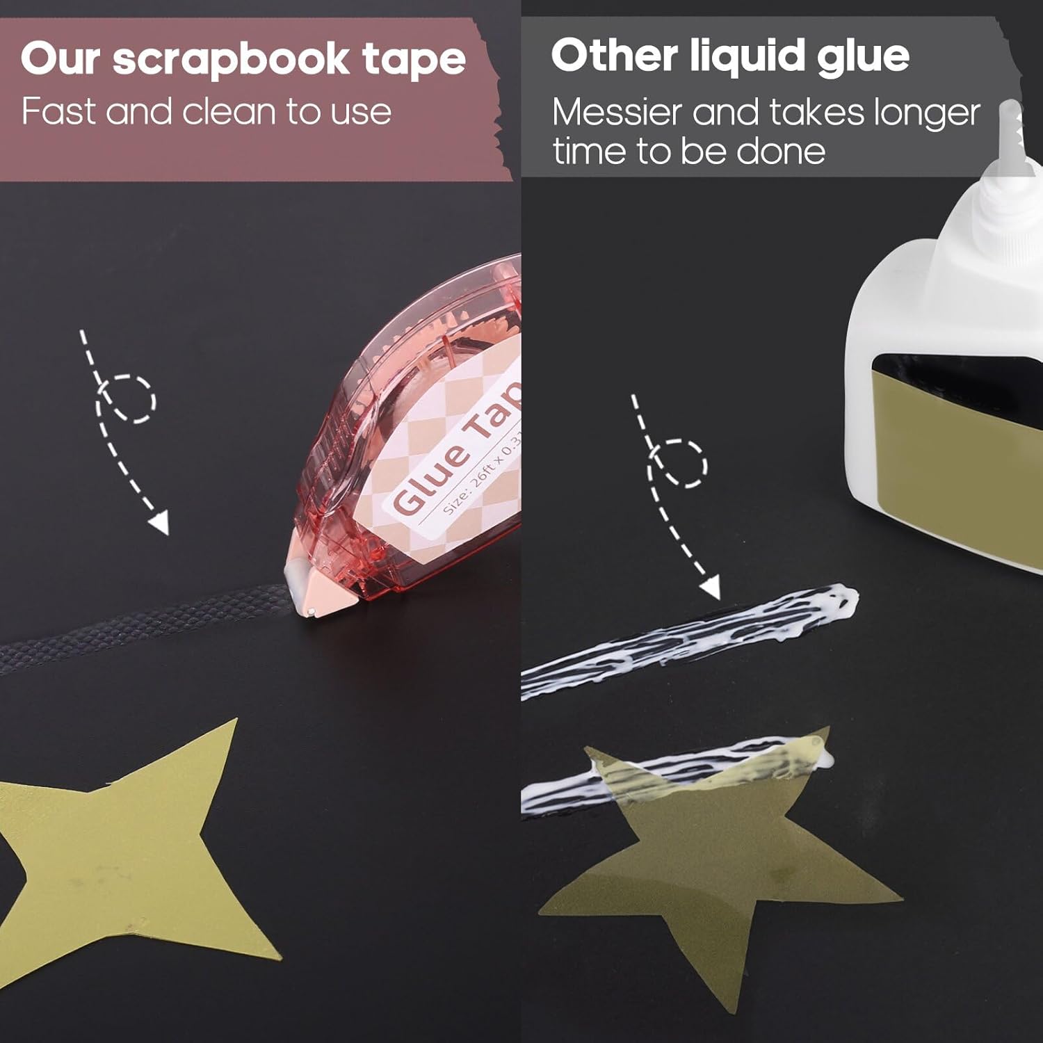 Secopad Scrapbook Tape, 4 Pack Double Sided Tape Roller for Crafts, Adhesive Glue Runner Scrapbooking Supplies Journaling School Office Teacher Supplies, 0.3IN x 26FT, Clear Light-Colored Shell - Image 3