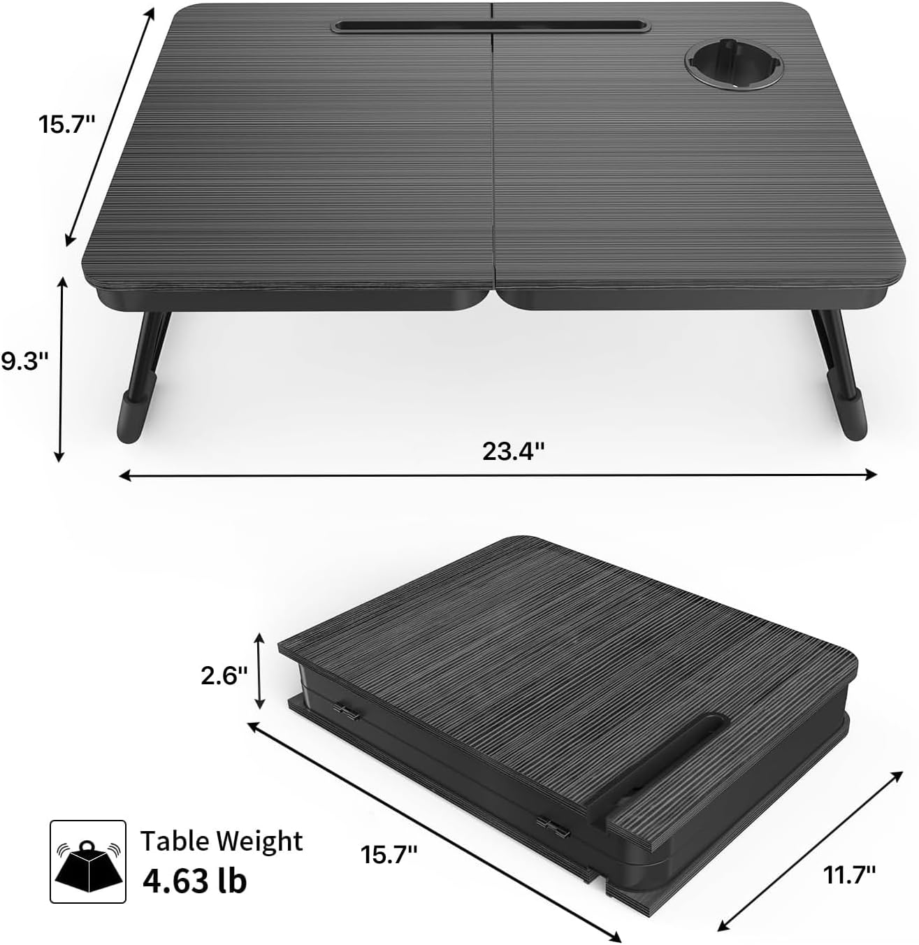 BUYIFY Foldable Laptop Bed Desk for Couch, Sofa - Large Lap Desk Tray Table with Cup Holder and Tablet Slot - Portable Notebook Stand for Eating, Writing, Studying and WFH -NEW-006-USA Original Patent - Image 2