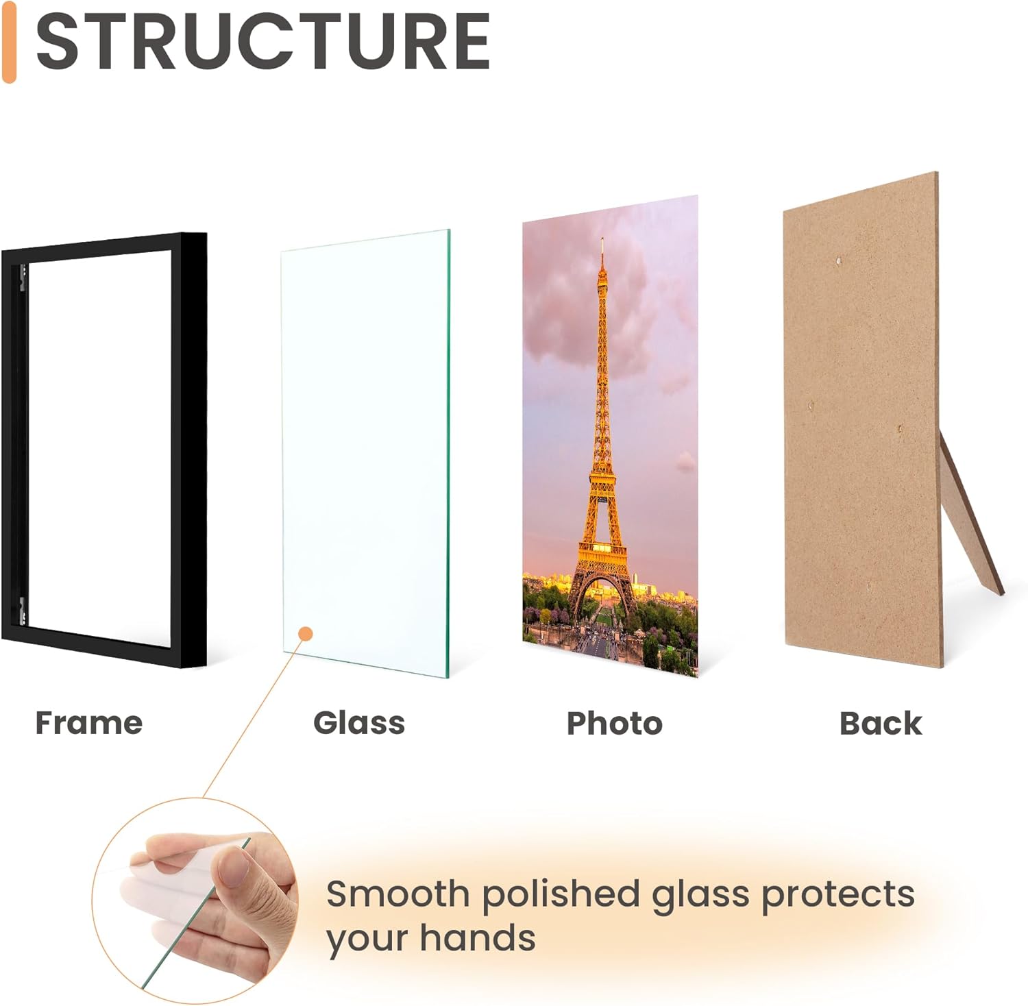 upsimples 4x6 Picture Frame Set of 3, Made of High Definition Glass for 4 x 6, Wall and Tabletop Display Thin Border Photo Frames for Home Decor, Black - Image 3