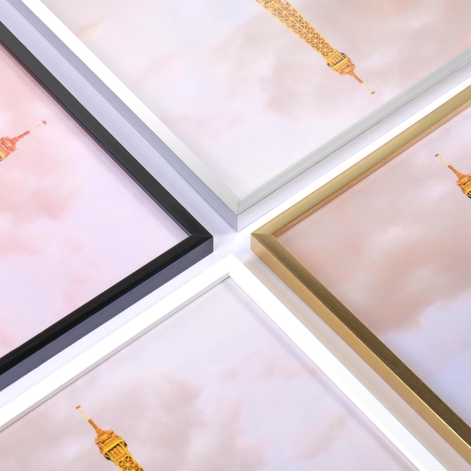 upsimples 4x6 Picture Frame Set of 3, Made of High Definition Glass for 4 x 6, Wall and Tabletop Display Thin Border Photo Frames for Home Decor, Black - Image 6